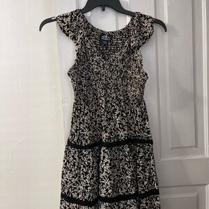 Angie Black and Cream Floral Smocked Sundress